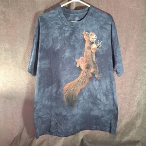 The Mountain Peace Red Squirrel Blue Tie Dye Graphic Tee VG XL